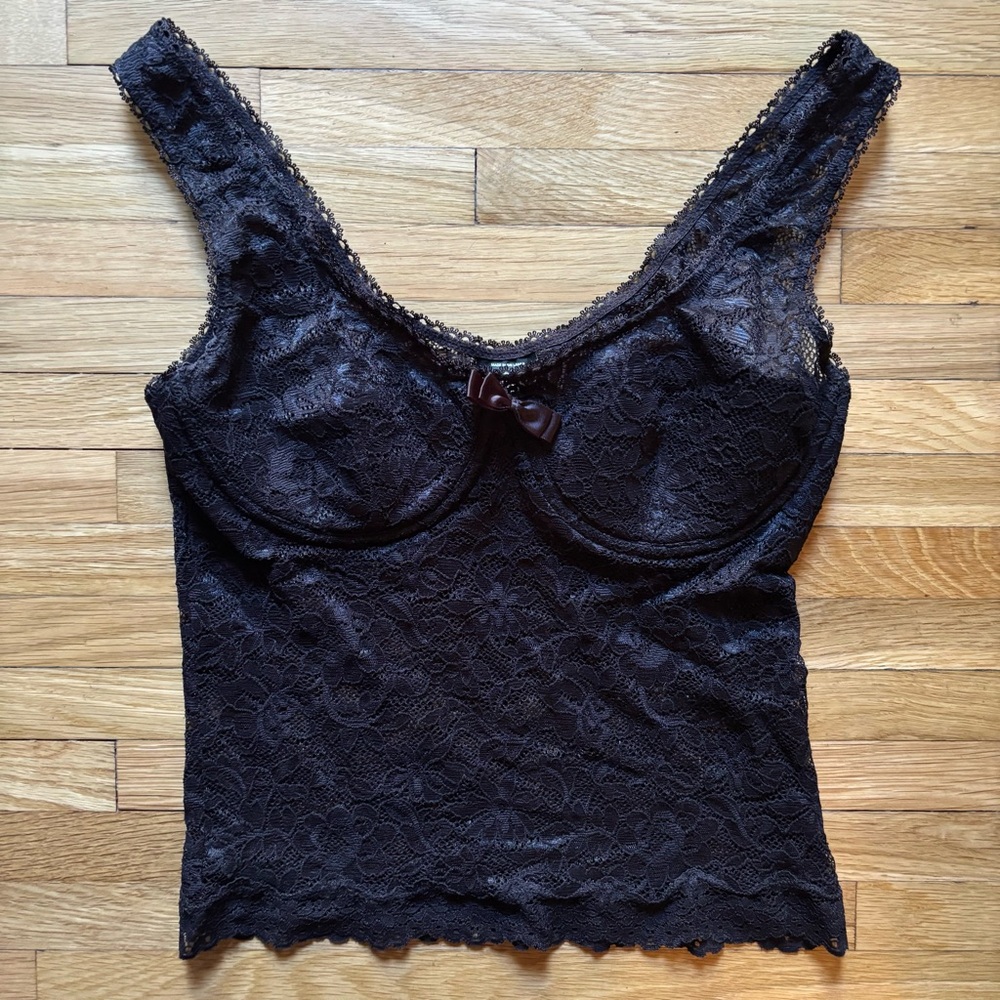 Victoria's Secret Sexy Little Things Y2K Black Underwire Cami Lace Lingerie 34C‎